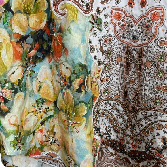 Soft Surroundings Patria Tunic Top Medium Floral Paisley Beaded Embellished Chic - Picture 5 of 7